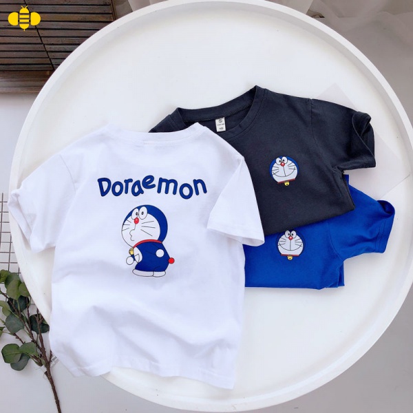 Áo Thun 100% cotton In Hình Doraemon Phong Cách Hàn Quốc Dành Cho Bé Trai Và Bé Gái