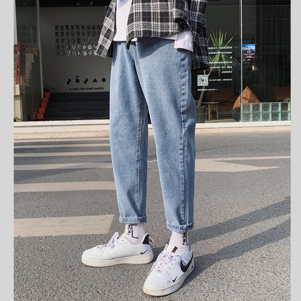 Quần Jean Baggy Nam Basic màu Xanh Phong Cách Ulzzang BC341