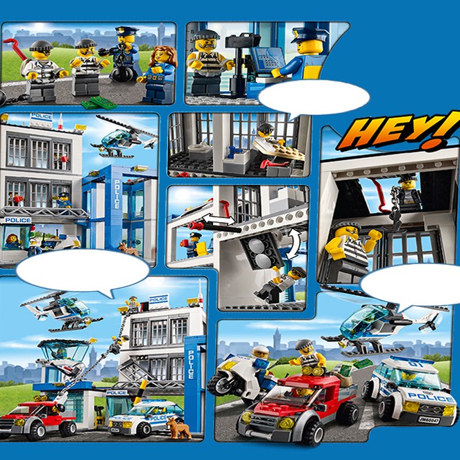 Bộ Đồ Chơi Lắp Ghép Kiểu LEGO Mô Hình Đồn Cảnh Sát Urban Police BELA 10424 Với 890 Chi Tiết