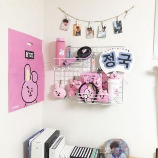 KHUNG LƯỚI TRANG TRÍ MÀU TRẮNG TREO ẢNH IDOL BTS, EXO, TRANG TRÍ PHÒNG TẶNG KẸP GỖ