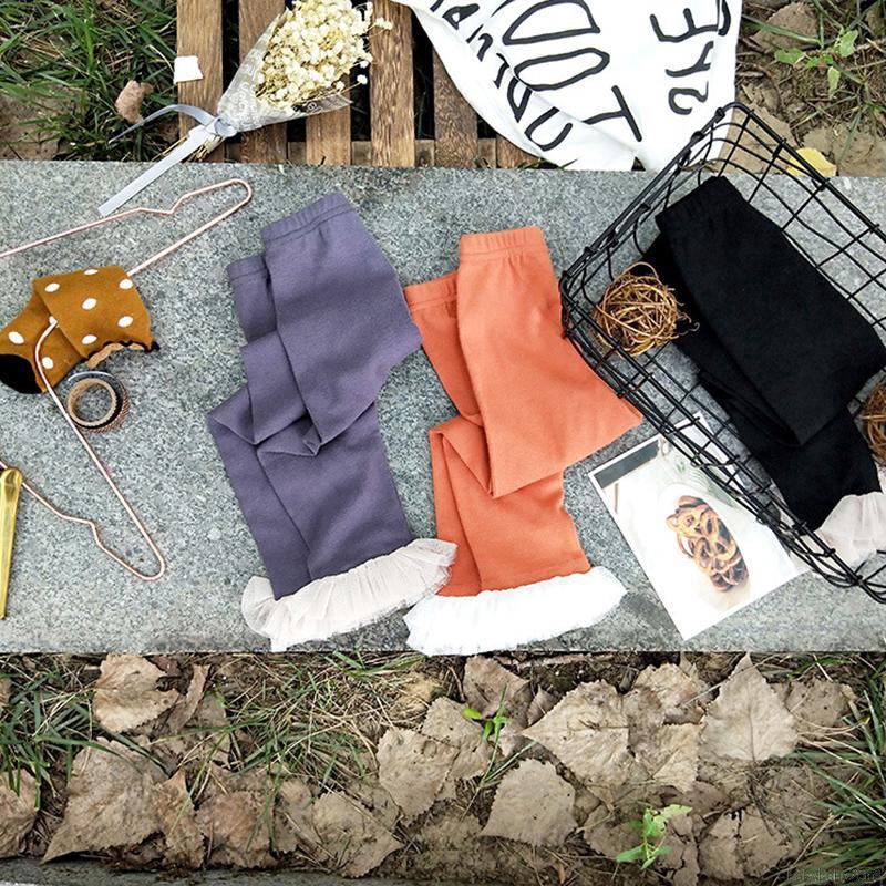 Quần legging cotton phối ren lưng thun cho bé gái