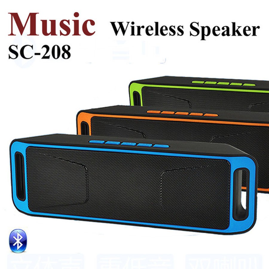 (FREESHIP 99K)Loa mini bluetooth stereo A2DP SC208 USB,Thẻ Nhớ,FM