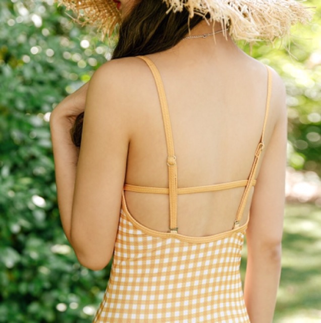 Order 12ngay (Hình thật) - Bikini 1 mảnh caro retro | BigBuy360 - bigbuy360.vn