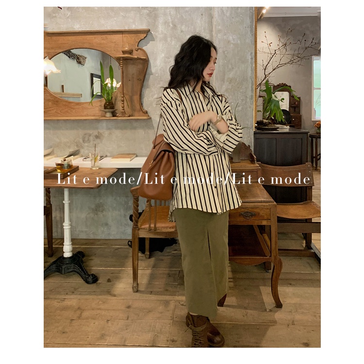 Xiaozhainv Áo Sơ Mi Caro Tay Dài Phong Cách Pháp Thời Trang Cho Nữ