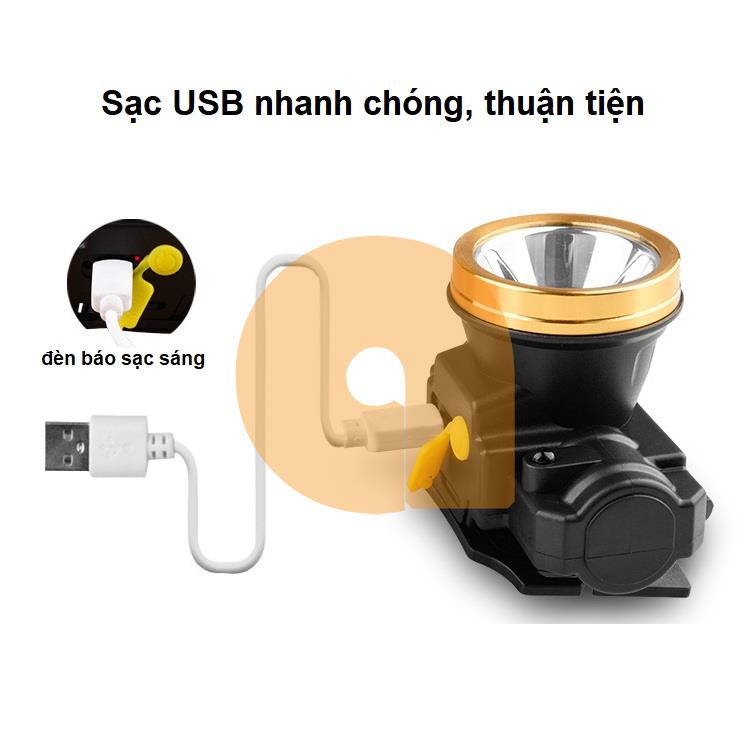 Đèn pin đội đầu bật tắt thông minh mắt Led siêu sáng (pin li-ion + sạc)