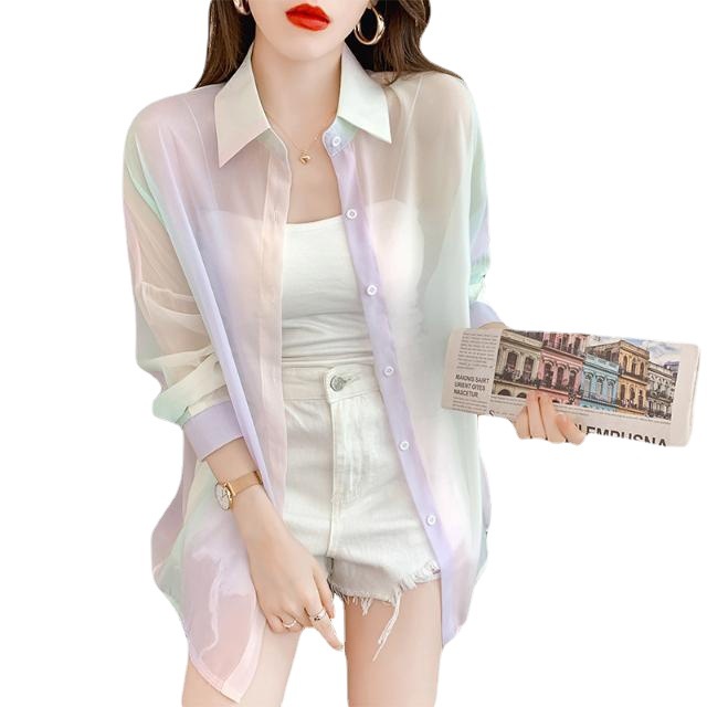 Áo Khoác Cardigan Chống Nắng Vải Mỏng Màu Cầu Vồng Thời Trang Mùa Hè Dành Cho Nữ 2022