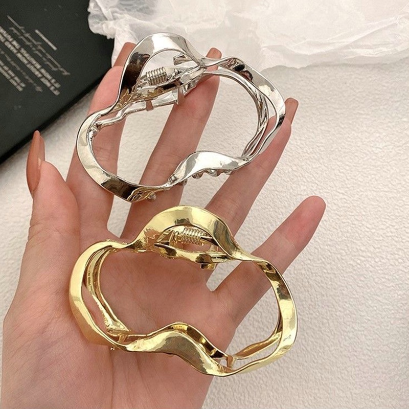 Kẹp Tóc Kim Loại Kiểu Dáng Hình Học Ba Chiều Cá Tính Đơn Giản Phong Cách Cho Nữ