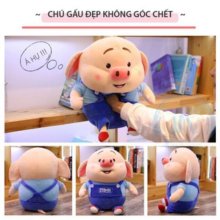 Gấu bông heo hồng khổng lồ 95cm, gấu ôm thú nhồi bông heo vải nhung mềm mịn siêu đáng yêu