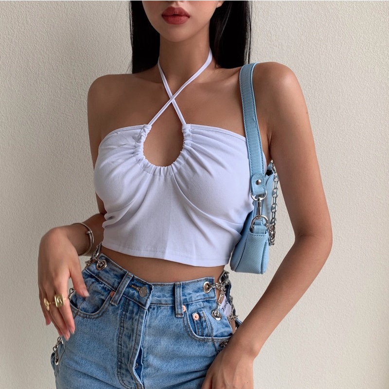 Áo Hai Dây Dáng Ôm Phối Dây Rút Thời Trang Mùa Hè Cho Nữ