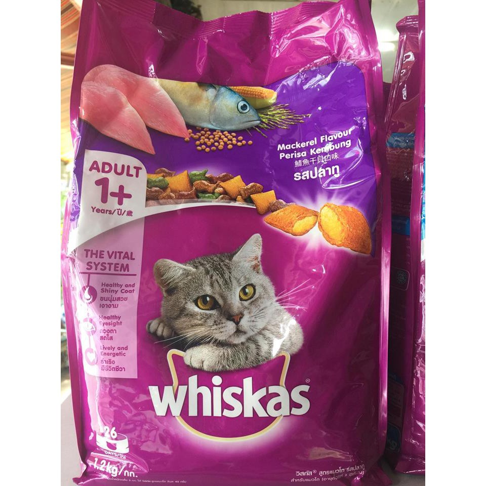 Thức ăn hạt Whiskas túi 1.2Kg cho mèo trên 1 năm tuổi