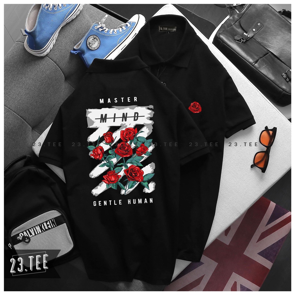 Áo polo cổ bẻ Unisex Hoa rose vải lacoste