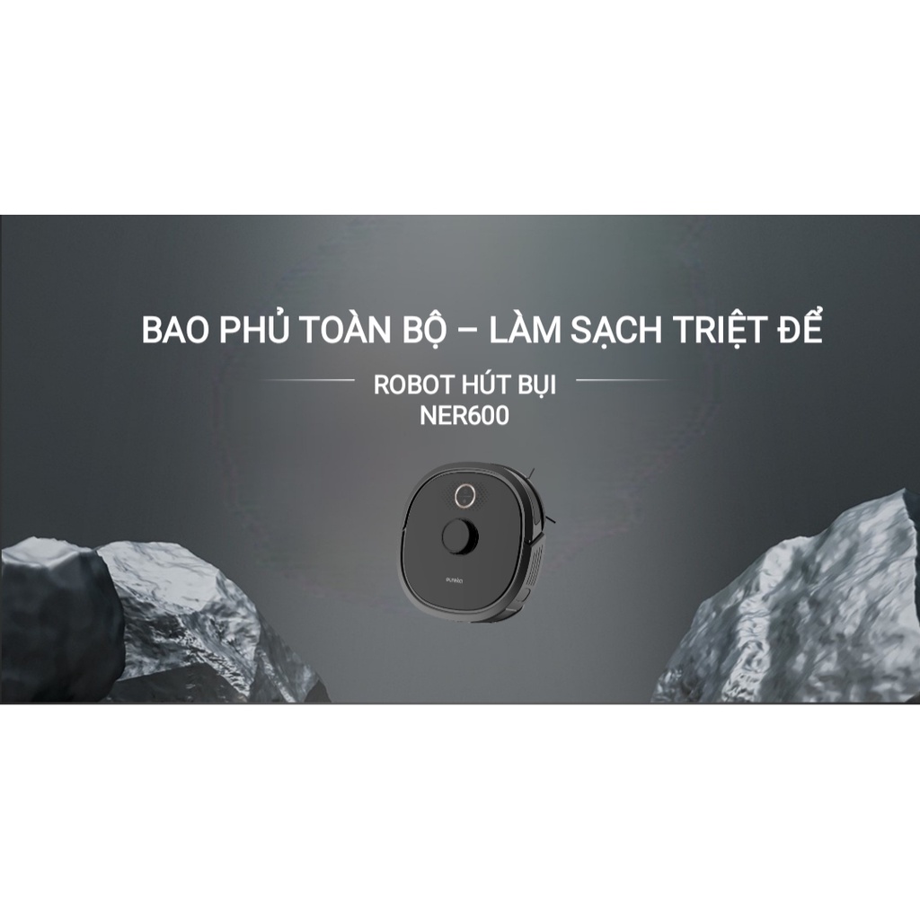 Robot hút bụi lau nhà Eureka NER 600 - Đen bóng, Kích thước 340x340mm, Dung lượng hộp chứa bụi 600ml