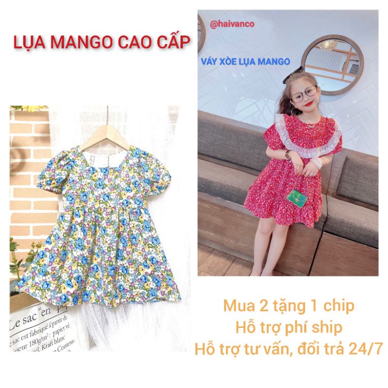 ĐẦM VÁY HOA NHÍ SIZE ĐẠI VẢI MANGO NHẬP BÉ GÁI HAIVANCO mềm mại và thoáng mát đi học đi chơi đều đẹp cho bé 15 đến 39 kg