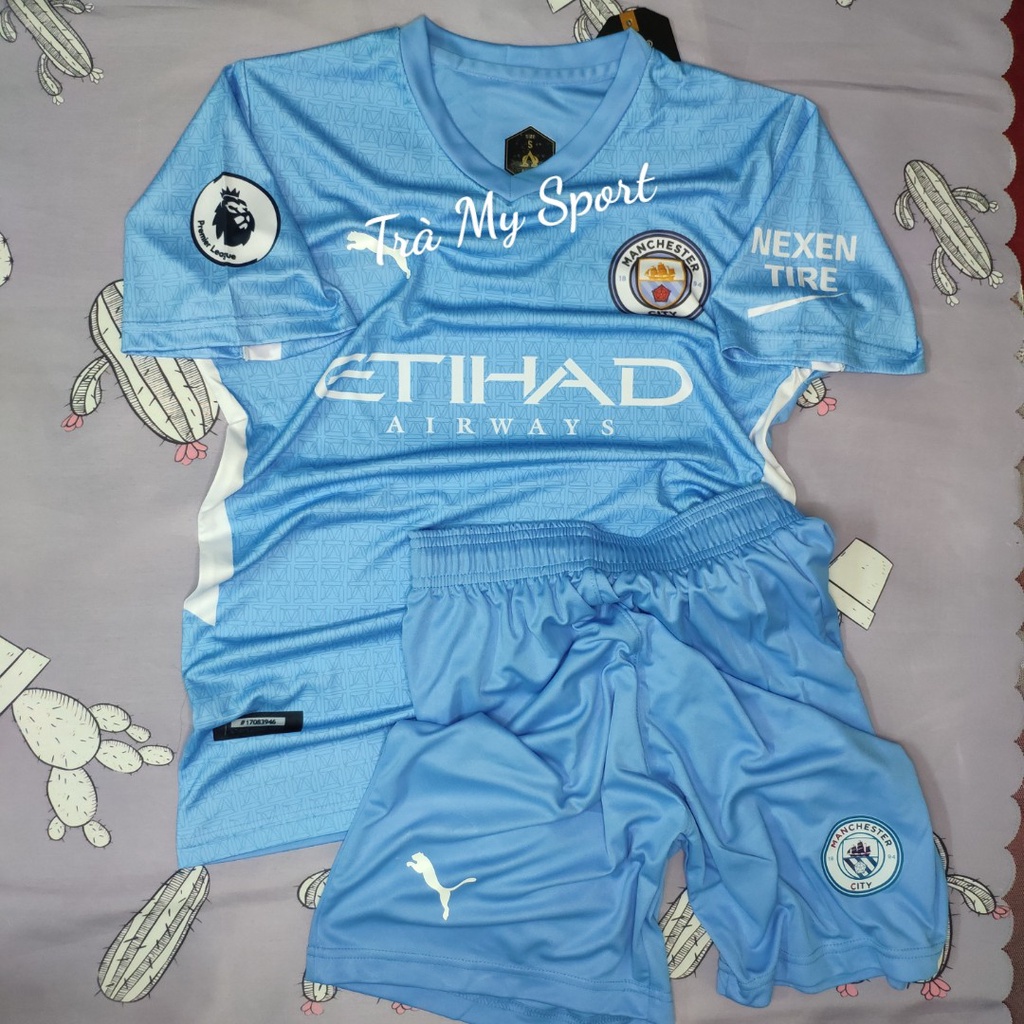Bộ Quần Áo Bóng Đá Manchester Man City Sân Nhà Màu Xanh Dương - Trà My Sport