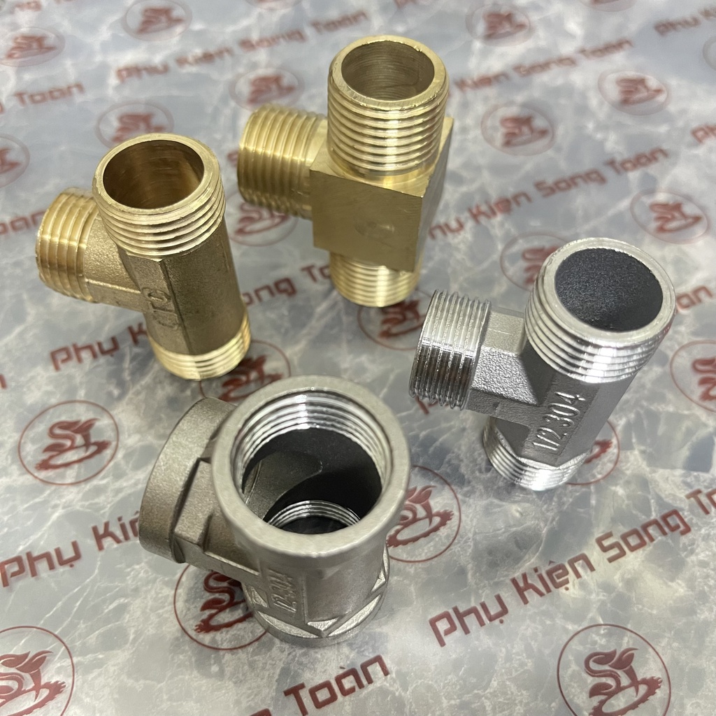 [TEE NỐI REN] Tê chia ba đầu ren trong &amp; ngoài bước ren BSP hệ G dân dụng (T pipe fitting tee male &amp; female)