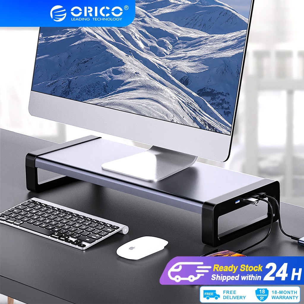 Giá đỡ màn hình máy tinh ORICO HSQ-02 bằng nhôm có cổng USB3.0 HUB đa năng tiện dụng