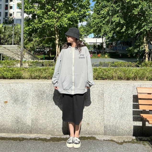Áo Khoác Nỉ Ngoại Pcip PEONYB Unisex [FREESHIP] Hoodie zip form rộng tay bồng in chữ basic kiểu dáng hàn quốc ulzzang