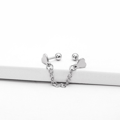 Bông Tai Nam Nữ Kiểu Đeo 2 Lỗ Tai Titan Ko Đen TT 3264 - 1 Chiếc