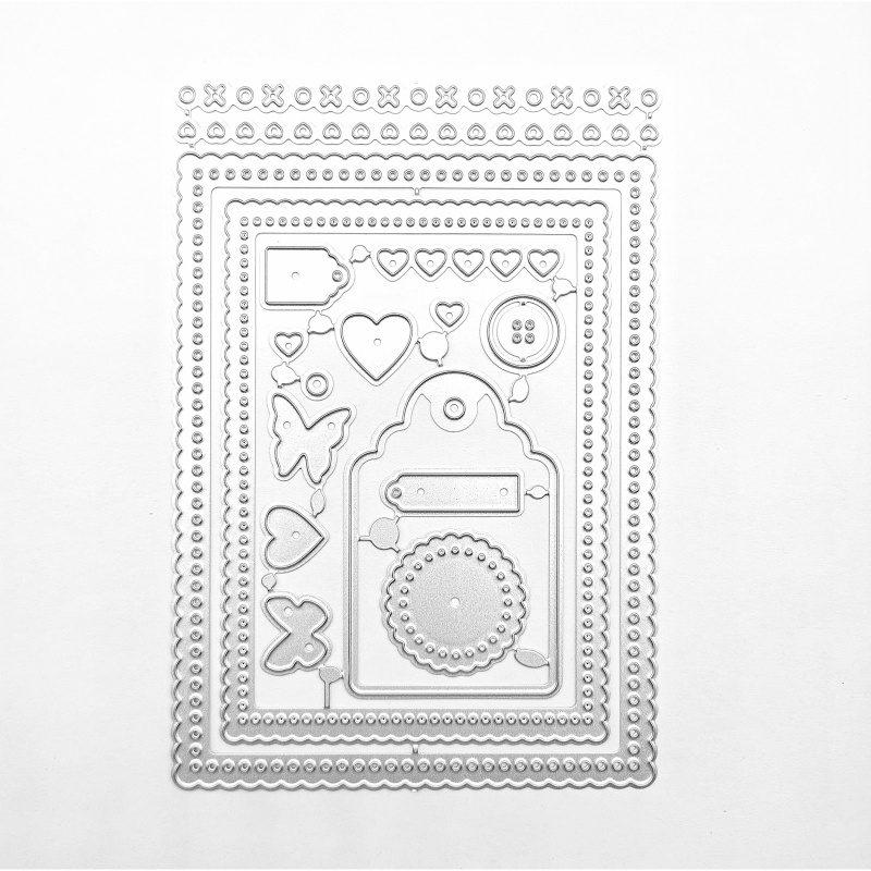 Khuôn Cắt Giấy Kim Loại Khung Viền Ren Hình Chữ Nhật