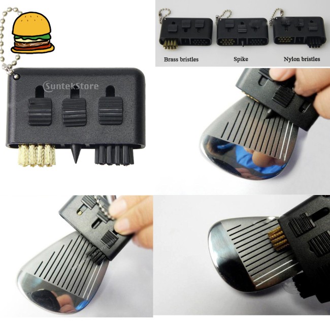 Free Shipping 3 In 1 Golf Pocket Sized Clean Brush Groove Putter Shoes Cleaner Shoes Cleaning Brush Golf Club Accessory