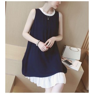 Đầm bầu suông cổ bèo 2 lớp