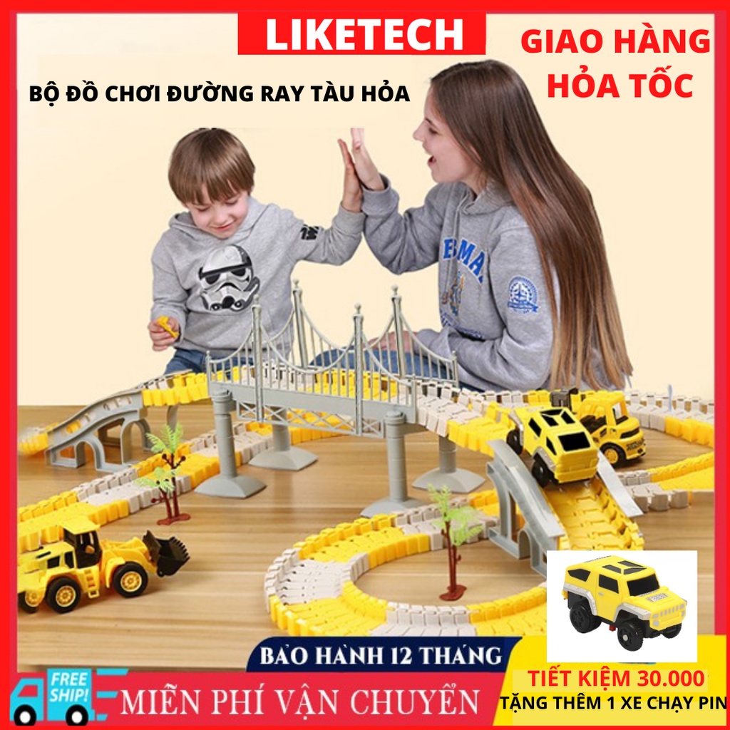 Đồ chơi trẻ em phát triển trí tuệ, lắp ghép đường ray ô tô, tàu hỏa nhiều chi tiết