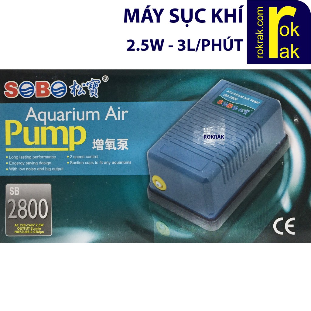 Máy sục sủi khí Oxy Sobo 2800 1 vòi cho hồ cá mini