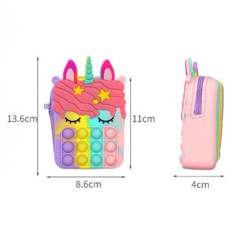 Túi Pop It Ngựa Pony Dễ Thương Túi Silicon Đeo Chéo Hình Unicorn Kỳ Lân Đồ Chơi Nhấn Bong Bóng Xả Stress Giảm Căng Thẳng