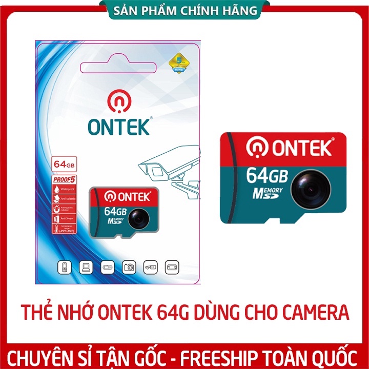 Thẻ nhớ ONTEK Micro SD U3 dung lượng 64G có thể dùng cho camera ip/ camera hành trình, Điện thoại