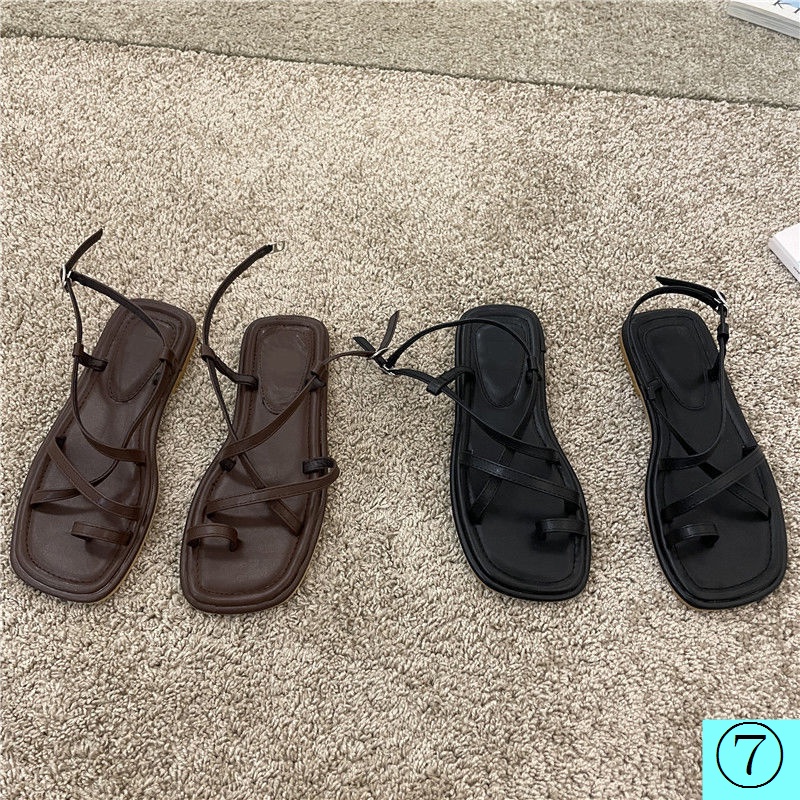 Sandal Roman Mùa Hè 2022 Đế Phẳng Thắt Dây Phong Cách Mới Dễ Phối Đồ Cho Nữ