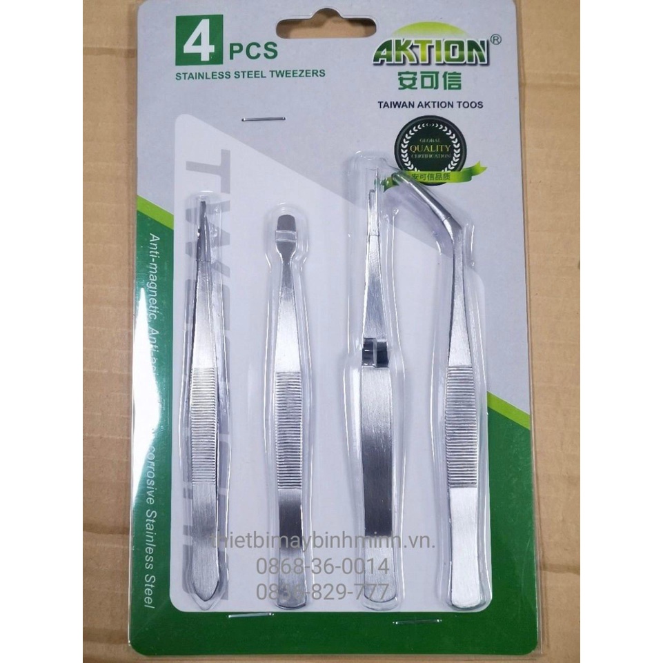 Bộ 4 nhíp gắp chỉ Akiton xịn