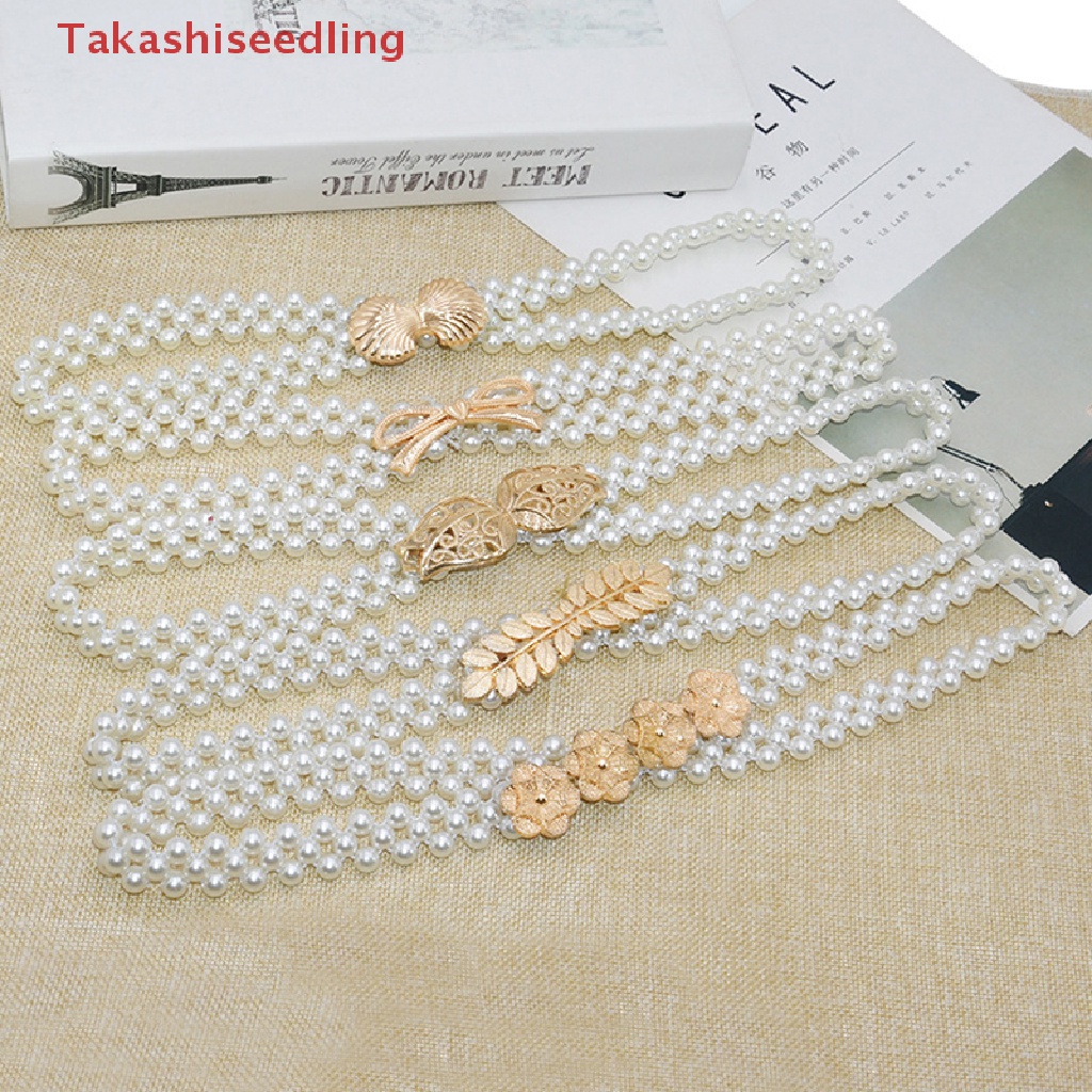 (Takashiseedling) Elegant Faux Pearl Dress Belt For Girls Elastic Belt Accessories Party Decor