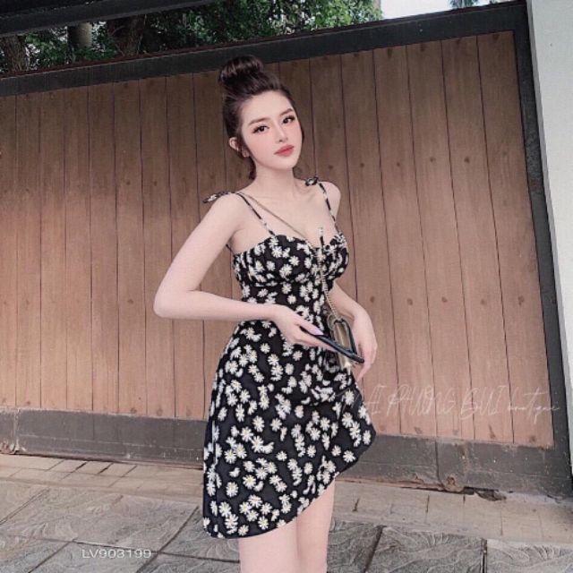Đầm 2 Dây Hoa Cúc Dáng Ngắn - Váy Xòe Hoa Nhí Thời Trang Nữ Hot Trend 2020 - LH63