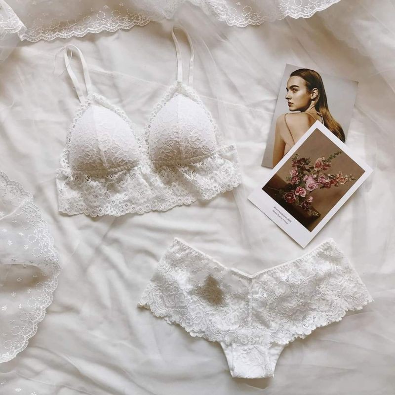 [SALE SỐC] Bộ đồ lót ren không gọng croptop trắng | BigBuy360 - bigbuy360.vn