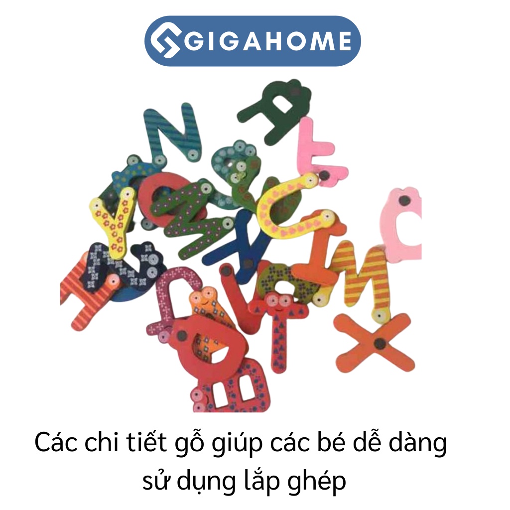 Combo 26 Chữ Cái Tiếng Việt GIGAHOME Bằng Gỗ Có Nam Châm Giáo Dục Bé 6377