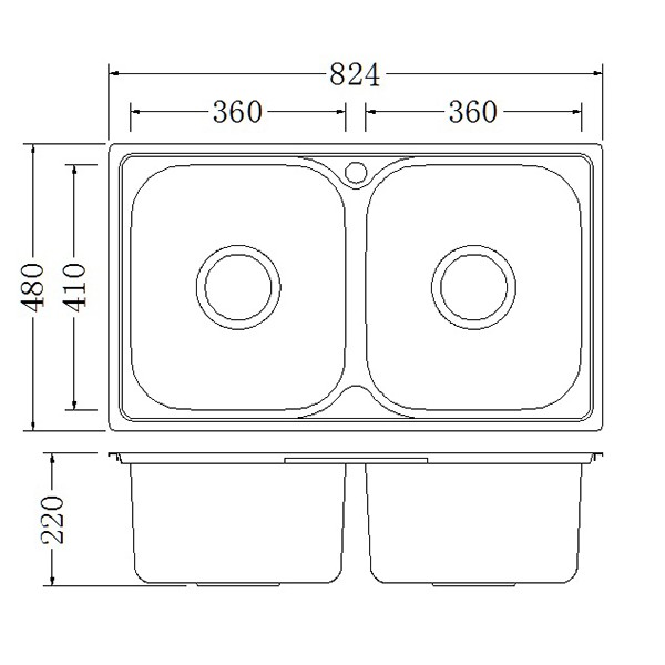 Chậu rửa chén Inox 2 hộc Eurolife EL-C8