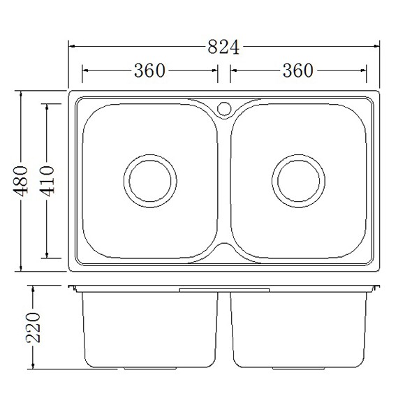 Chậu rửa chén Inox 2 hộc Eurolife EL-C8 (trắng bạc)