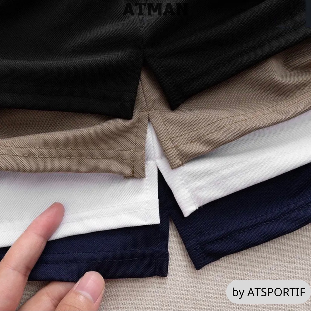 Áo polo nam ATMAN vải cá sấu 4 chiều, xuất xịn,chuẩn form, sang trọng phối vai