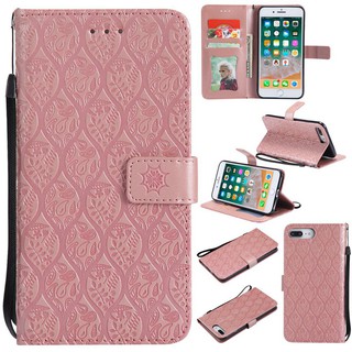 Bao đựng bằng da kiểu ví gập in hình hoa cho iPhone 7 Plus/8 Plus