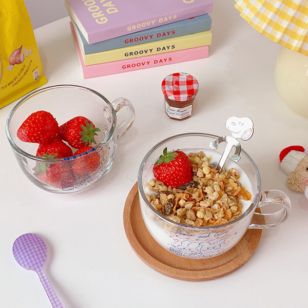 Cốc Thủy Tinh Trong Suốt Có Tay Cầm Đáng Yêu