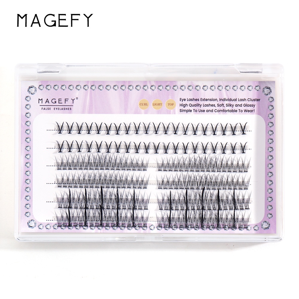 Bộ lông mi giả nối dài kèm/ không kèm dụng cụ MAGEFY nhẹ nhàng không gây dị ứng