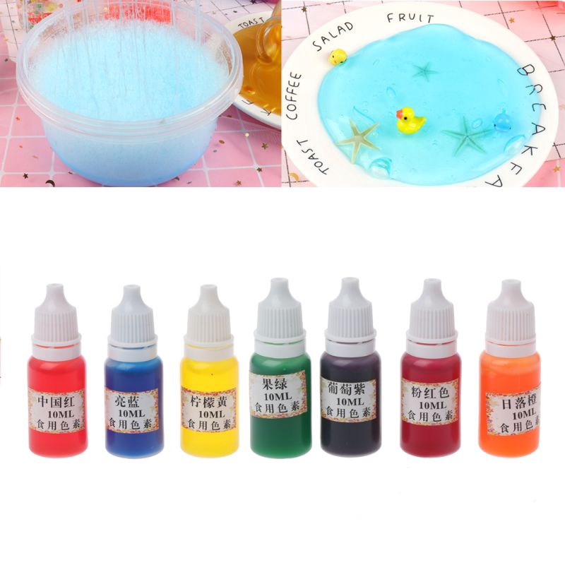 Set 7 Lọ Chất Tạo Màu An Toàn Làm Phụ Kiện Trang Sức Slime Tiện Lợi