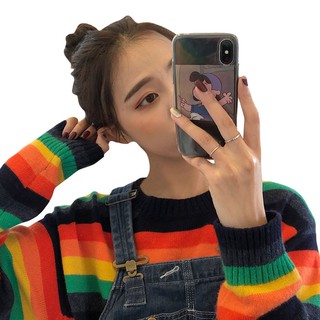 Áo len họa tiết bảy màu cầu vồng Style Korea (ORDER) - Có ảnh thật -Kèm ảnh thật
