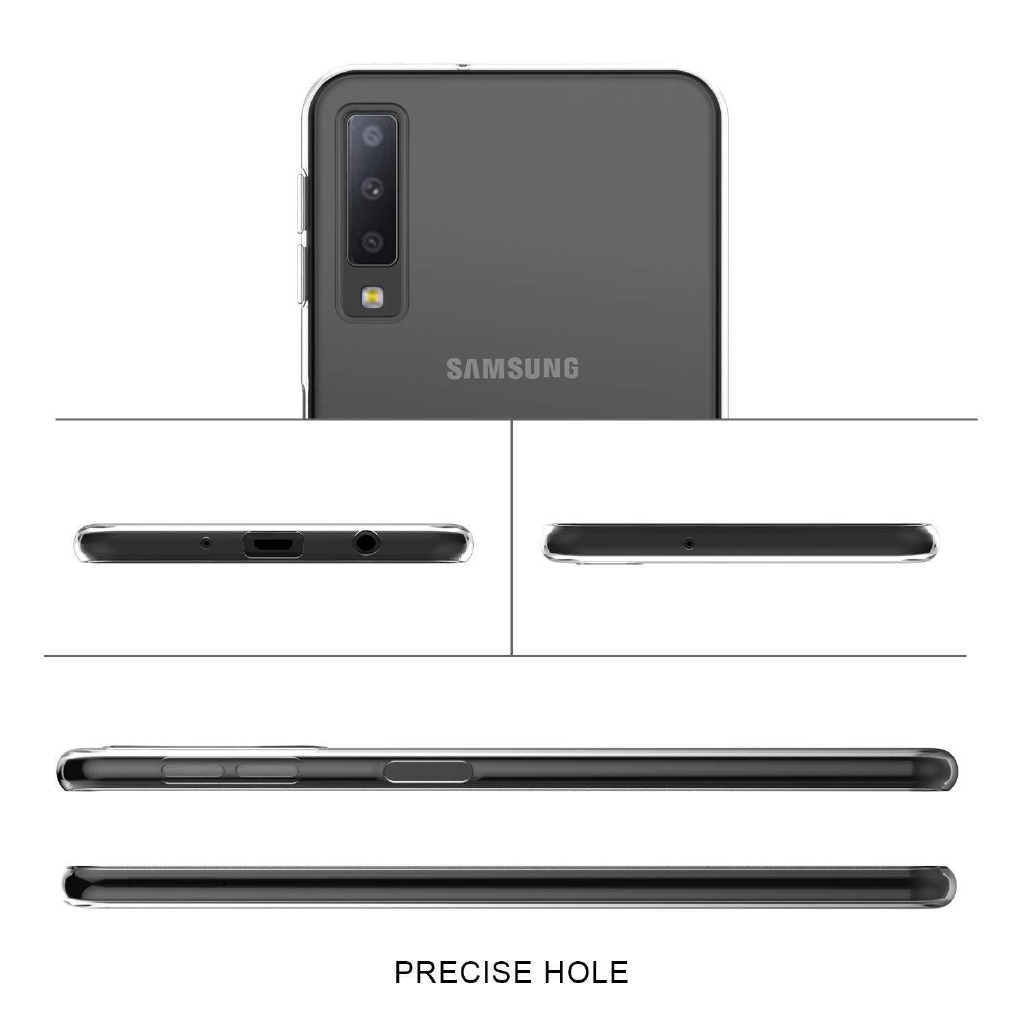 Ốp điện thoại silicone trong suốt đơn giản dành cho Samsung Galaxy A7 2018