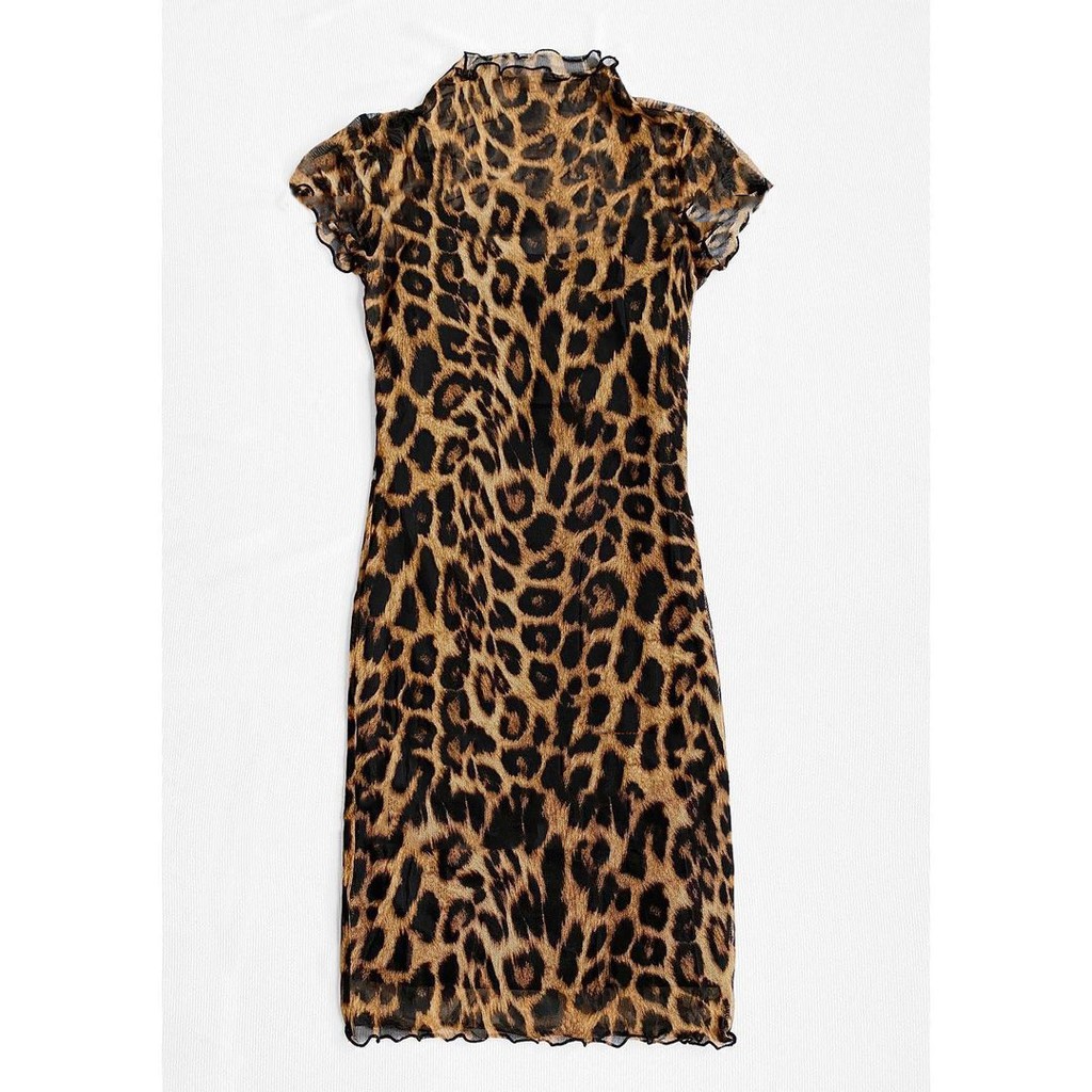 Đầm Váy Nữ Vnxk Hãng F21 sheer mesh bodycon dress / Chất Co Dãn / Họa Tiết Da Beo | BigBuy360 - bigbuy360.vn