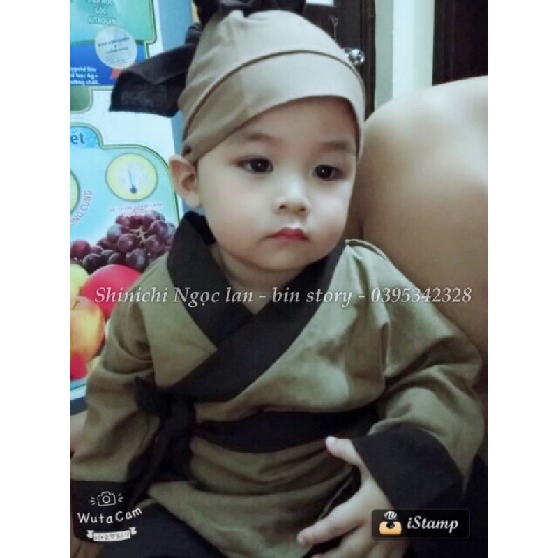 Bộ tiều phu cho bé kèm giỏ L