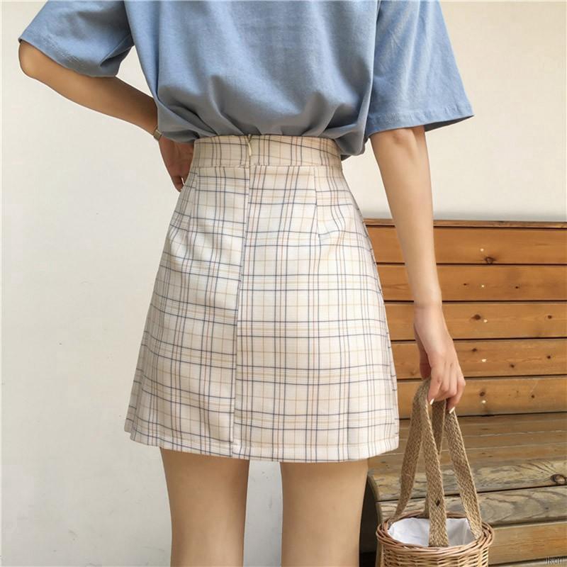 Chân váy lưng cao hoạ tiết caro thời trang cho nữ Chân váy dài