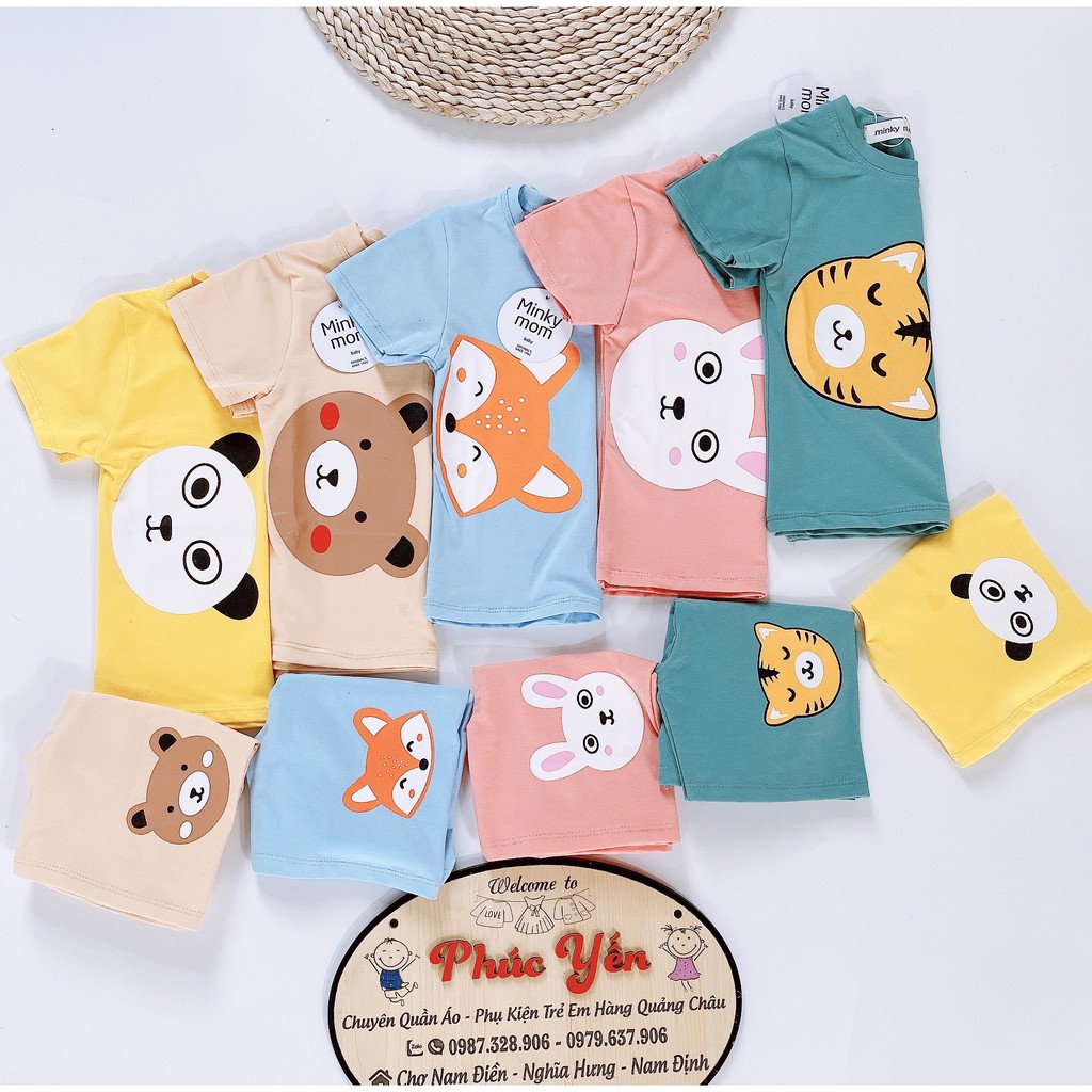 Sale !!! Bộ Cộc Tay Cotton 100 % Hàng Minky Mom Họa Tiết Gấu Vàng- Hổ Cho Bé (Sz  từ 8-18kg) (1444) Shop Phúc Yến