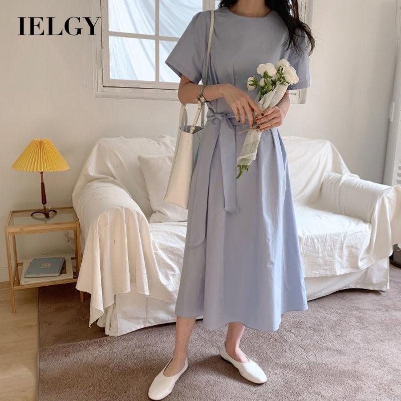 Đầm IELGY cổ tròn cột dây đơn giản thanh lịch cho nữ