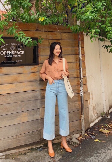 [HÌNH THẬT] Quần jeans gấp lai lưng siêu cao | BigBuy360 - bigbuy360.vn